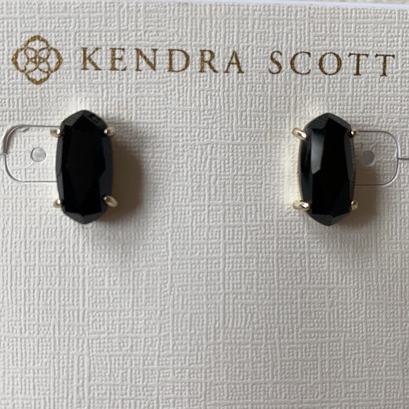 Betty Gold Stud Earrings in Black - Picture 2 of 2